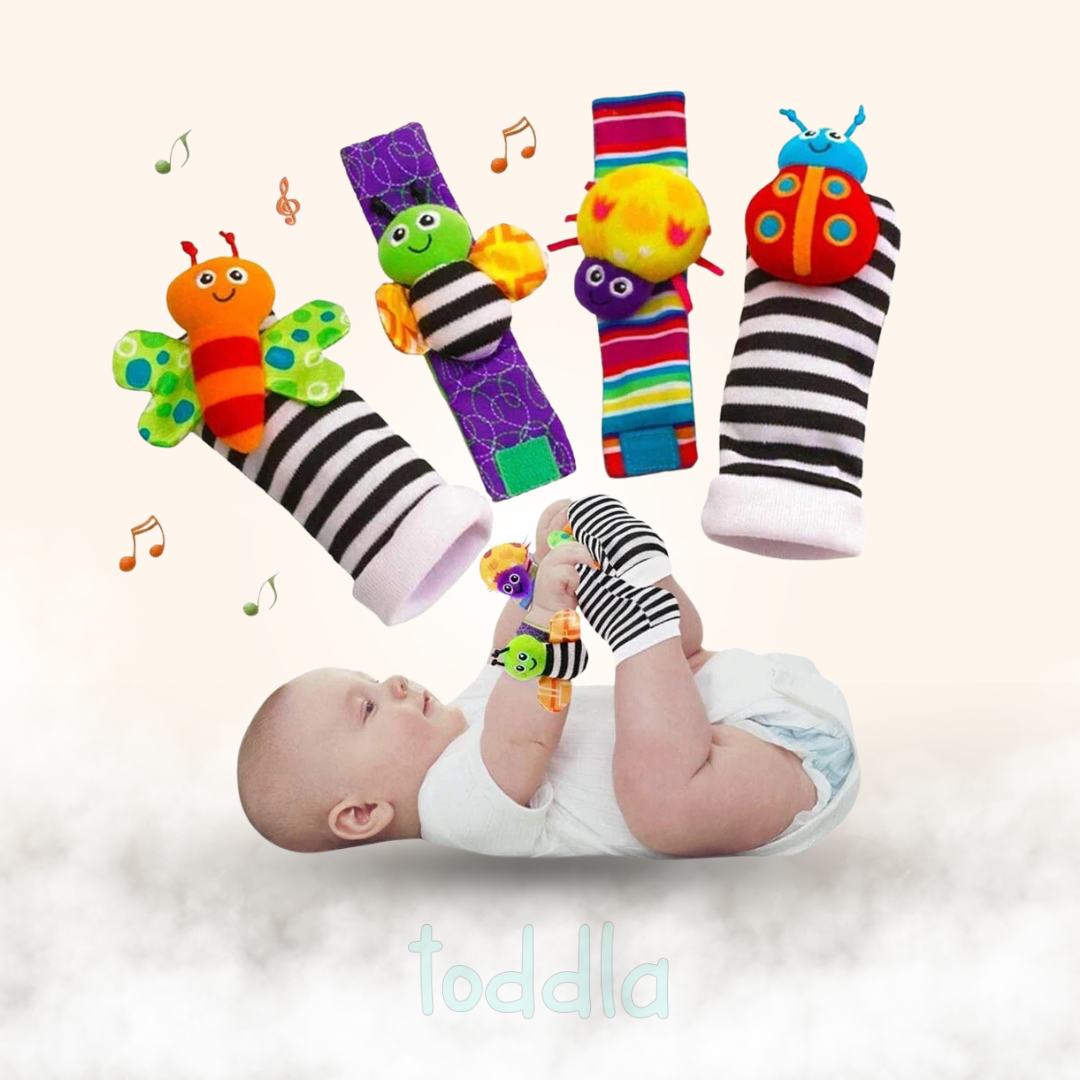 PequeNido™ Calcetines con Sonajero de Juguete - Calcetines suaves para bebé con sonajero incorporado para la diversión