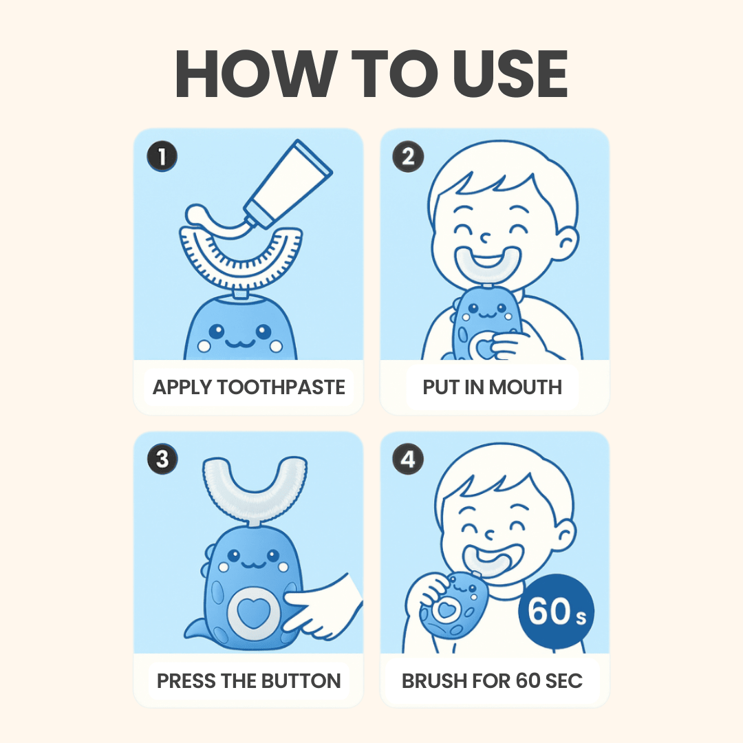 PequeNido™ Cepillo de dientes ultrasónico en forma de U de 360°