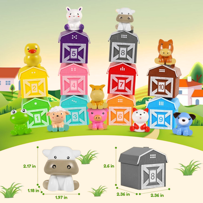 PequeNido™ Conjunto Montessori de animales de granja (20 piezas)