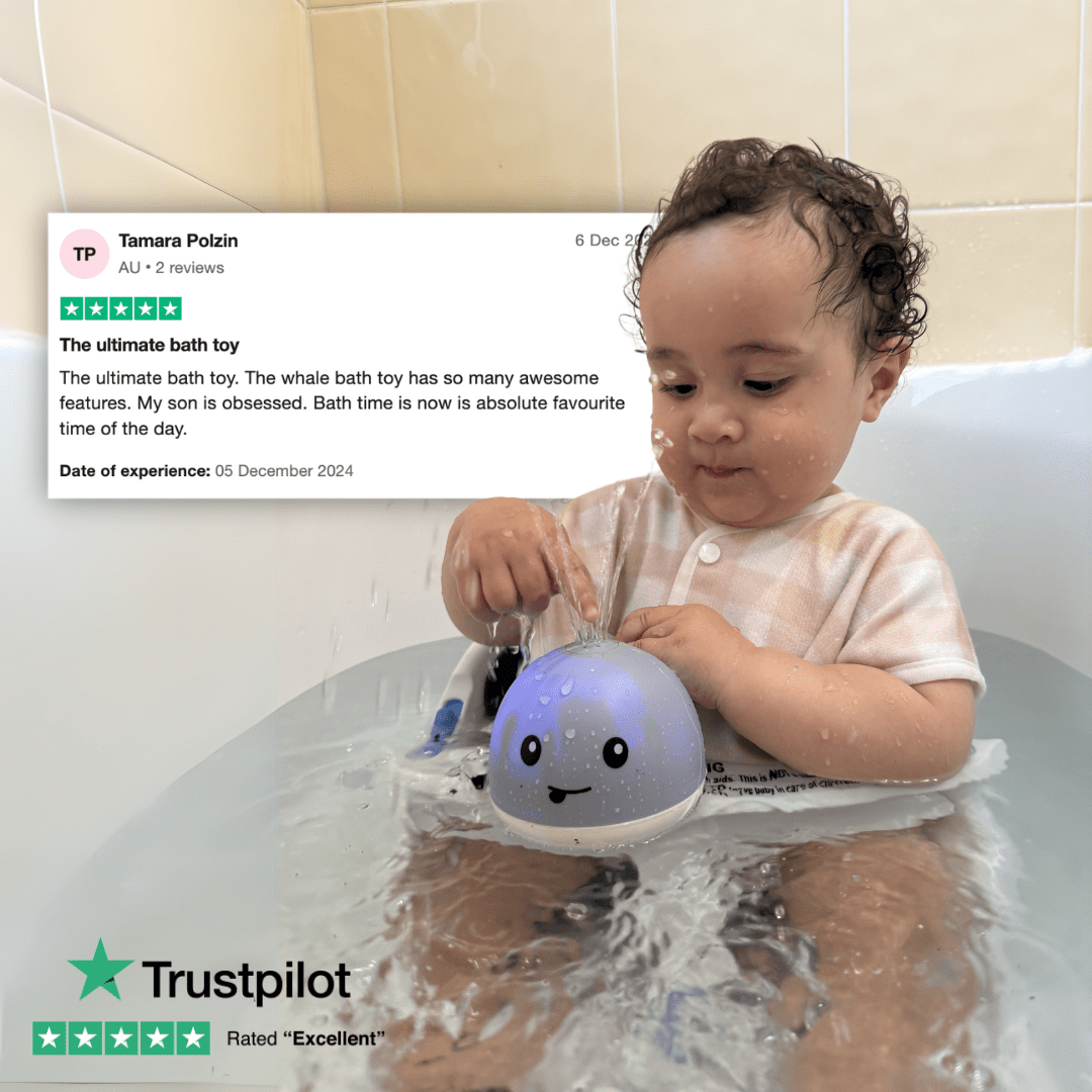 PequeNido™ Juguete de baño con ballena – Diversión salpicante para la hora del baño